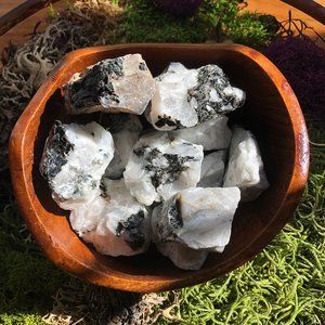 Natural Moonstone with Black Tourmaline Inclusions from India crystal healing